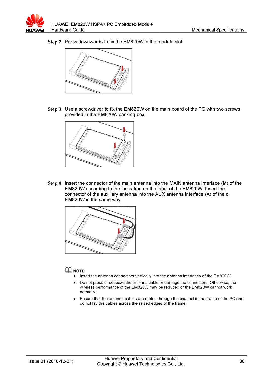 Huawei EM820W manual Issue 01 Huawei Proprietary and Confidential 