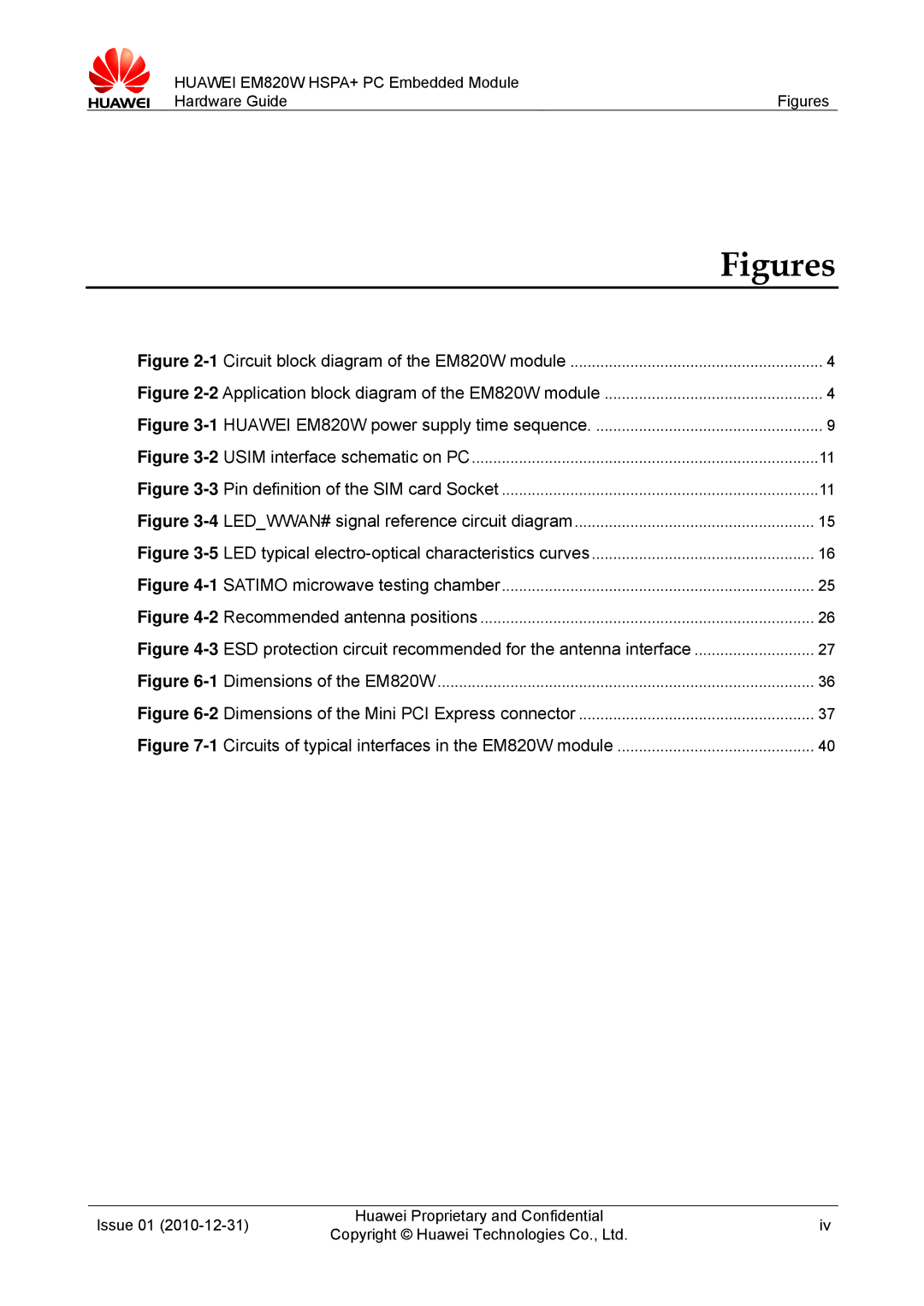 Huawei EM820W manual Figures 