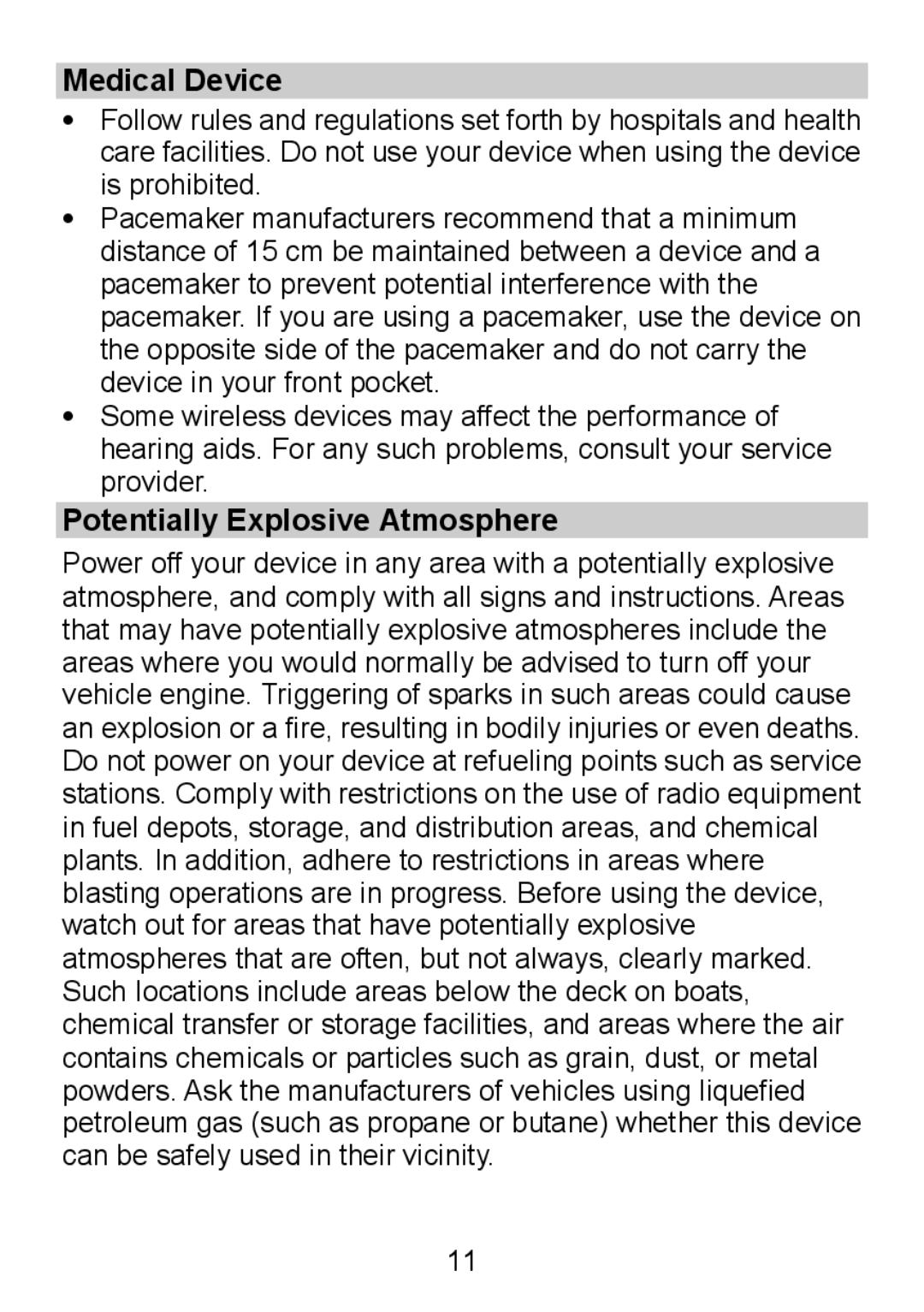 Huawei F360 manual Medical Device, Potentially Explosive Atmosphere 