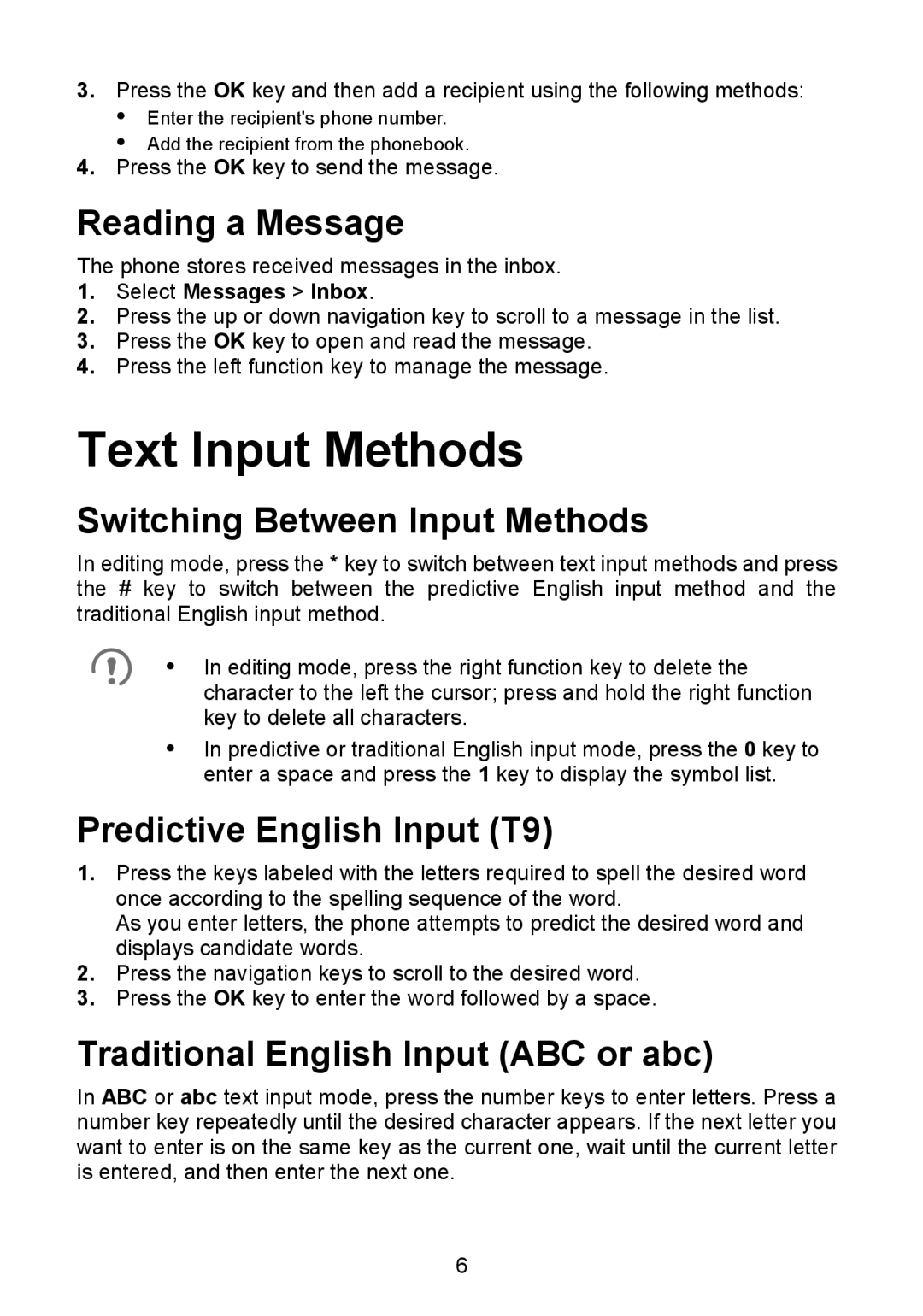 Huawei F610 manual Text Input Methods, Reading a Message, Switching Between Input Methods, Predictive English Input T9 