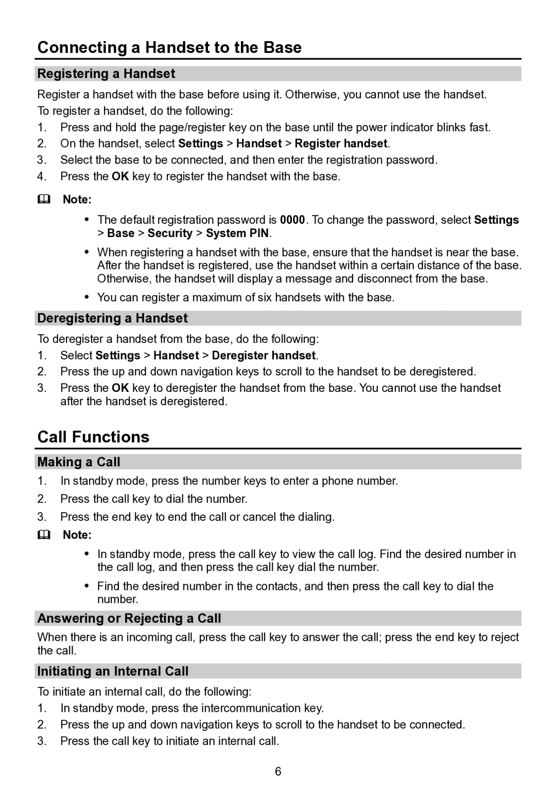 Huawei F685 manual Connecting a Handset to the Base, Call Functions 