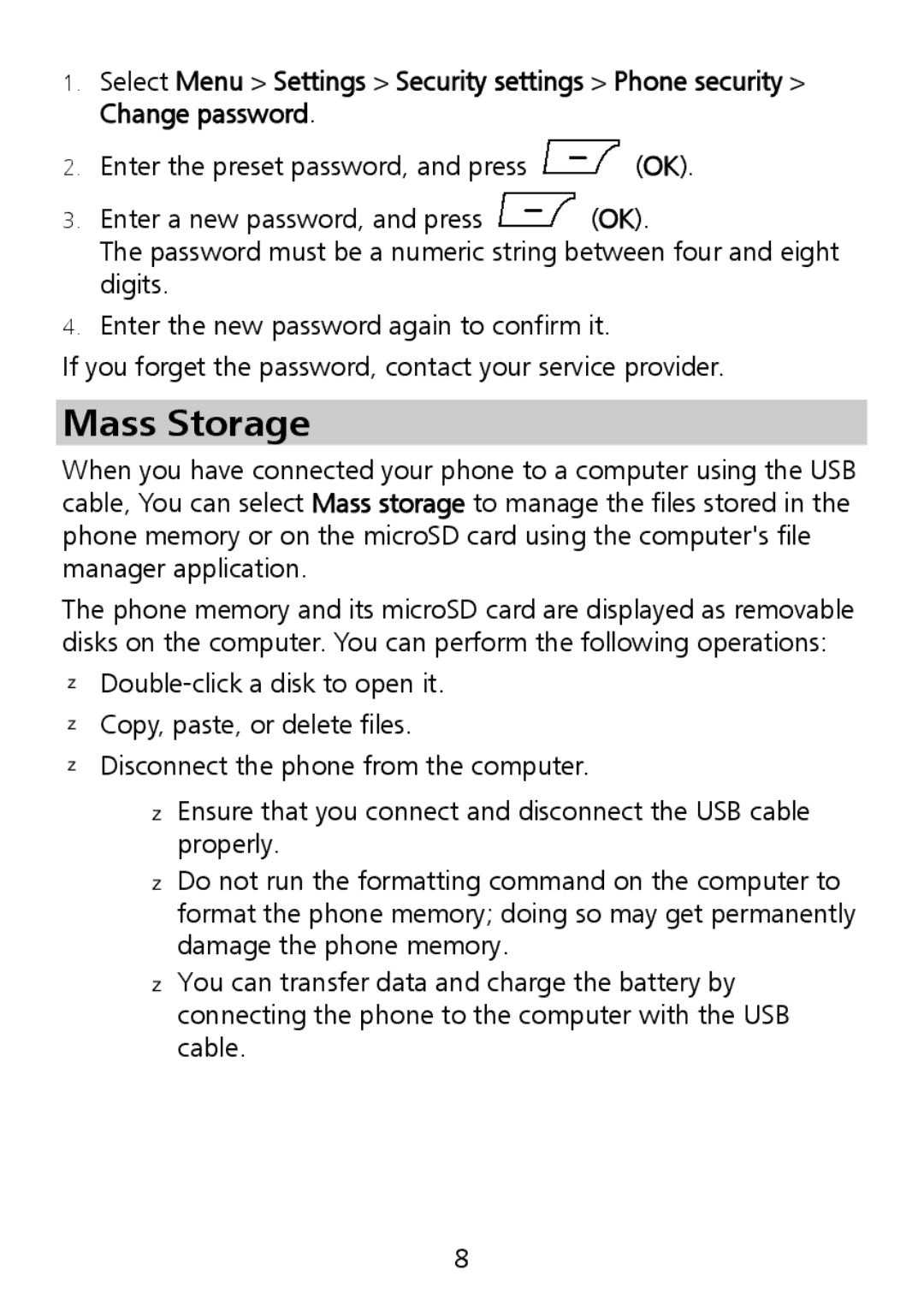 Huawei G6151 manual Mass Storage 