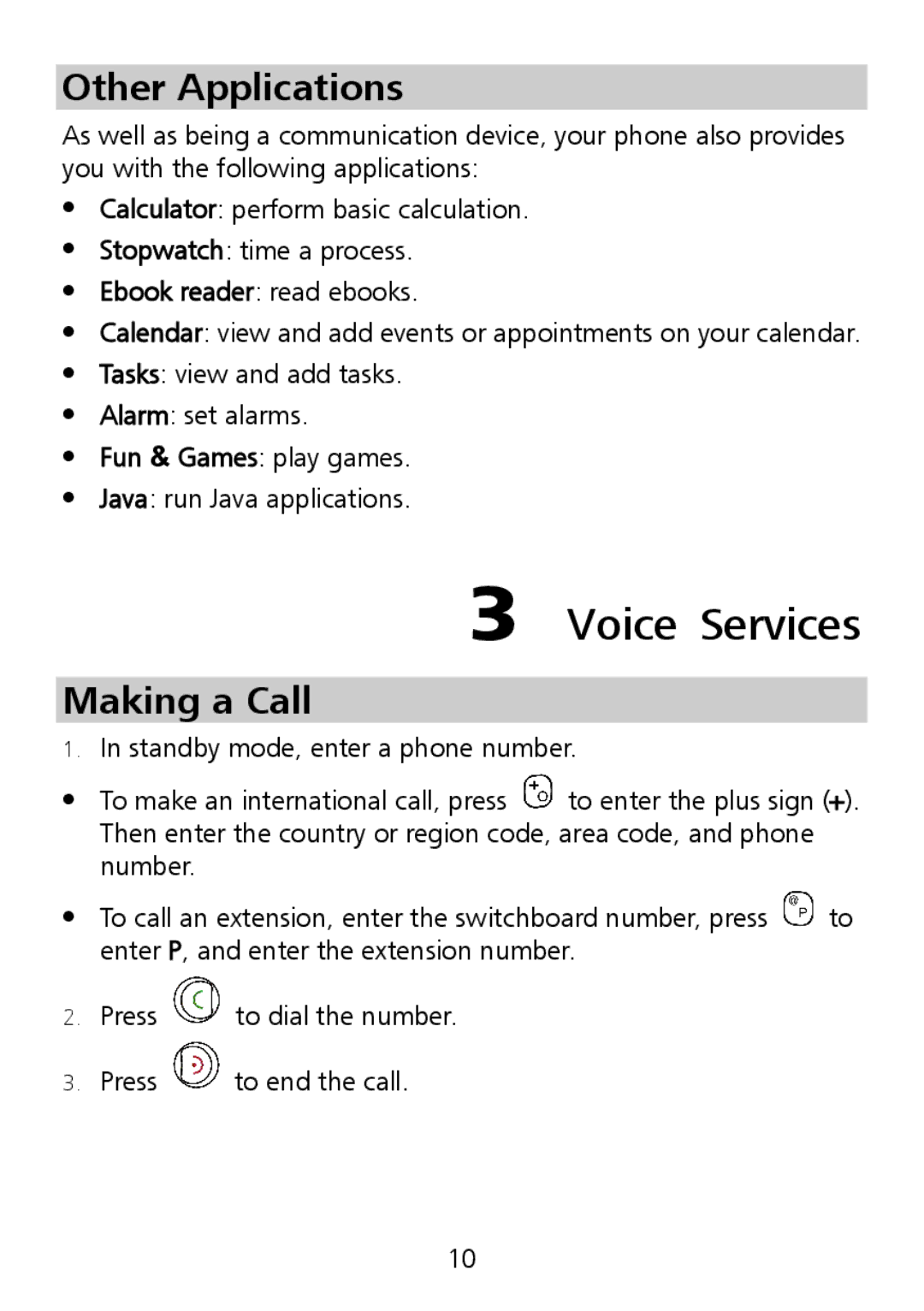 Huawei G6151 manual Voice Services, Other Applications, Making a Call 