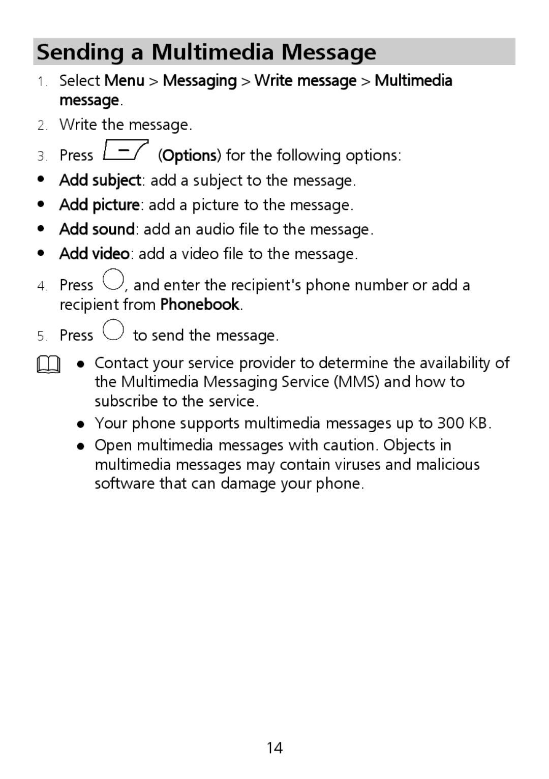 Huawei G6151 manual Sending a Multimedia Message, Select Menu Messaging Write message Multimedia message 