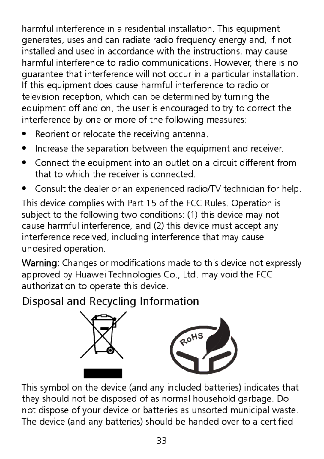 Huawei G6151 manual Disposal and Recycling Information 