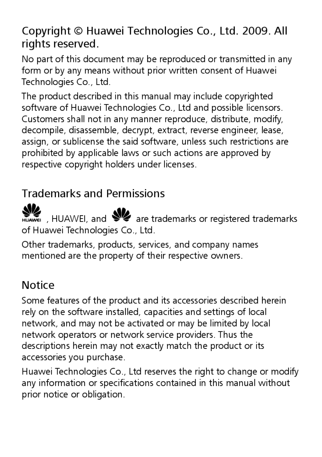 Huawei G7002 manual Trademarks and Permissions 