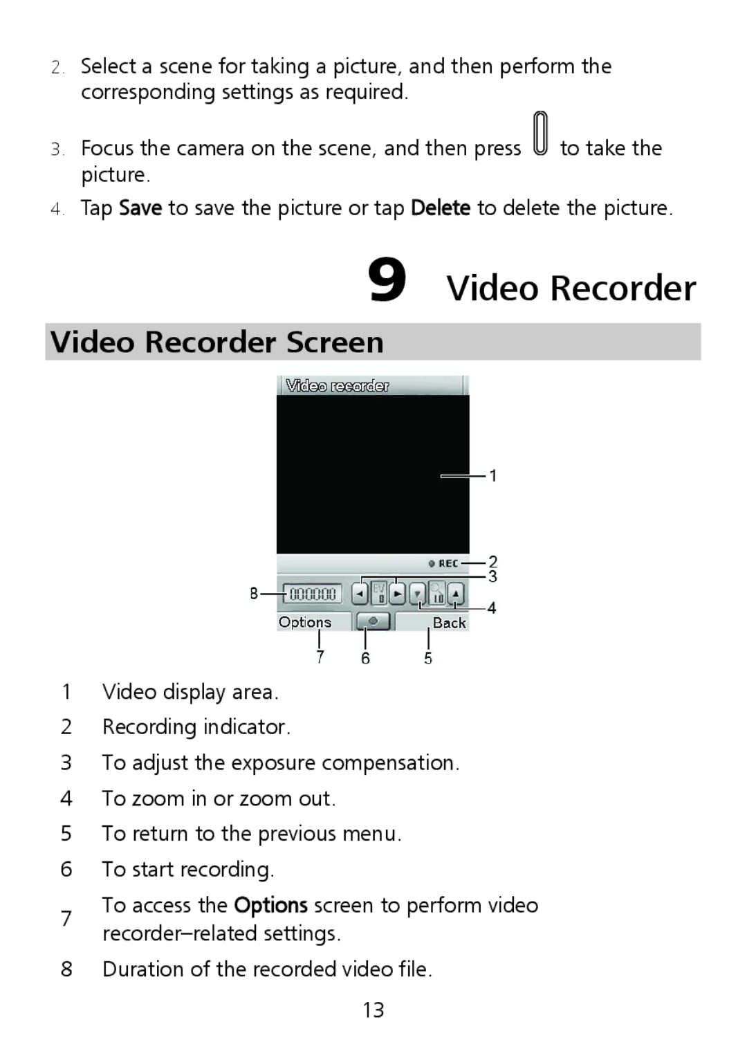 Huawei G7002 manual Video Recorder Screen 