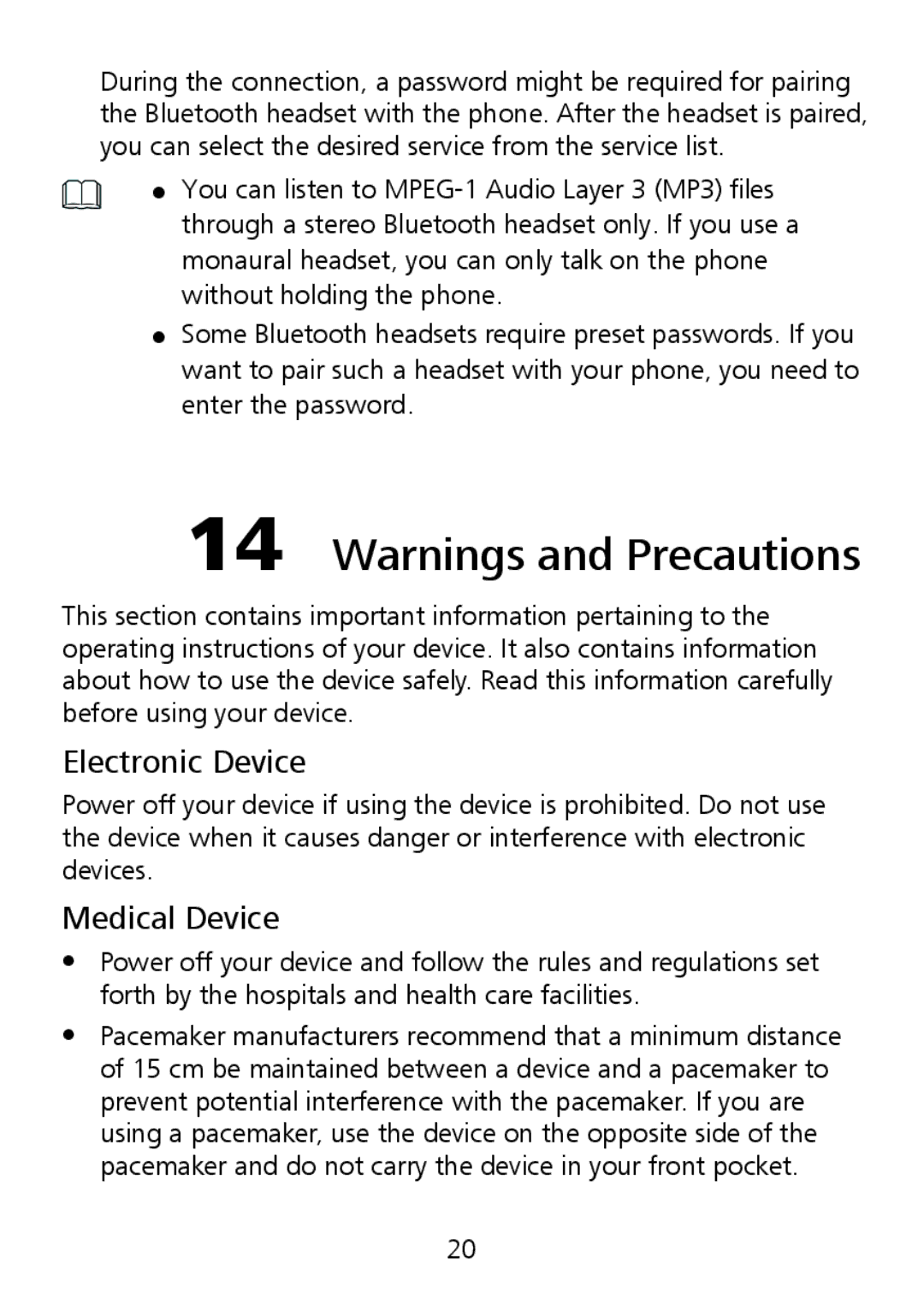 Huawei G7002 manual Electronic Device, Medical Device 