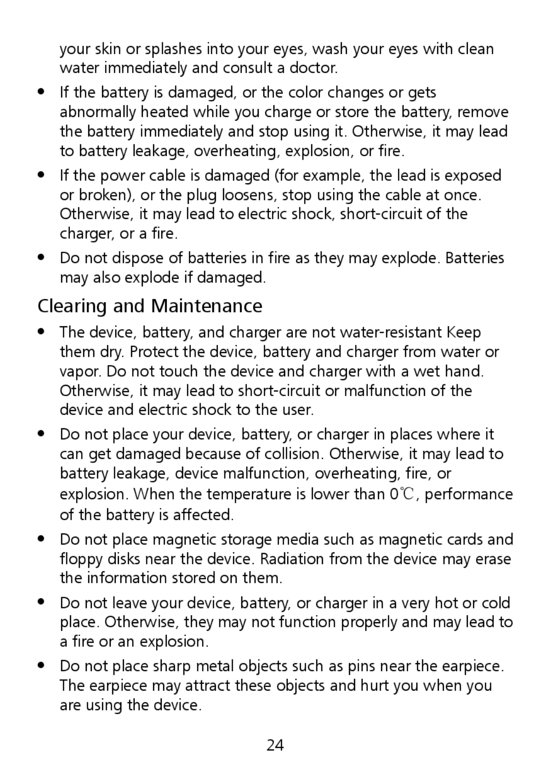 Huawei G7002 manual Clearing and Maintenance 