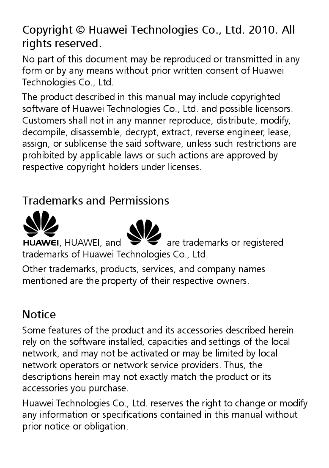 Huawei G7010 manual Trademarks and Permissions 