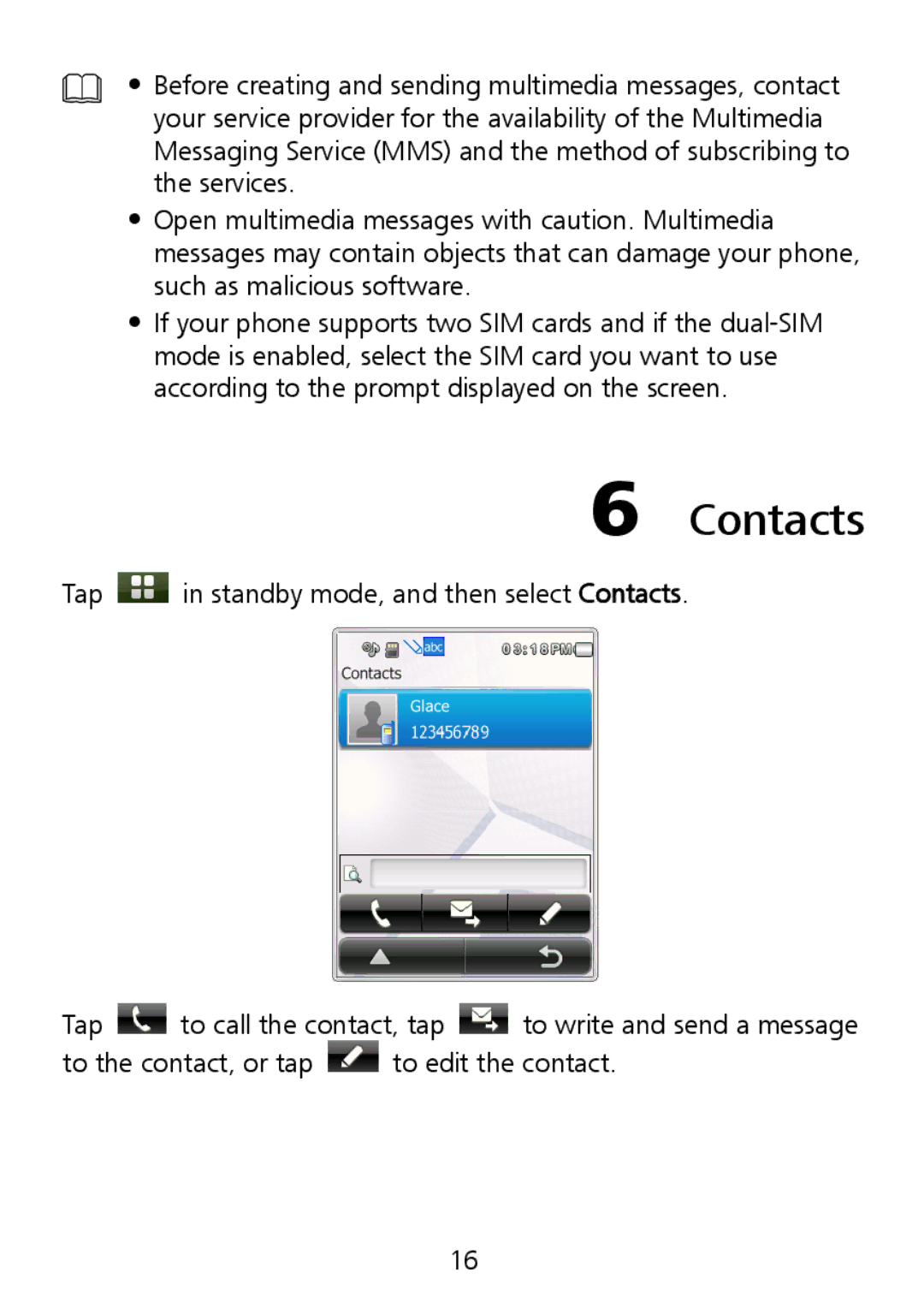 Huawei G7010 manual Contacts 