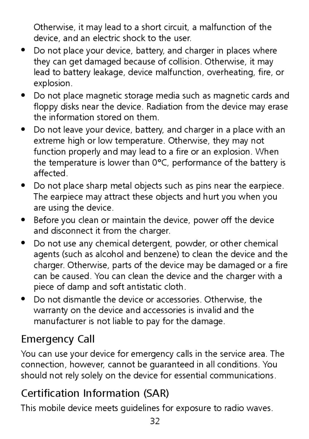 Huawei G7010 manual Emergency Call, Certification Information SAR 