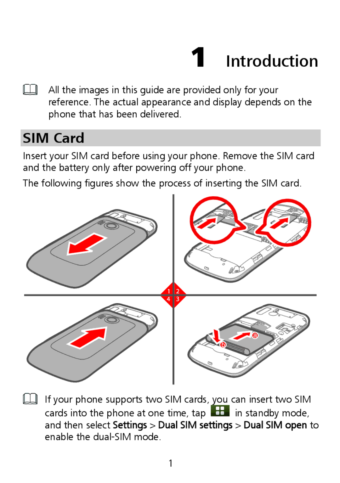 Huawei G7010 manual Introduction, SIM Card 