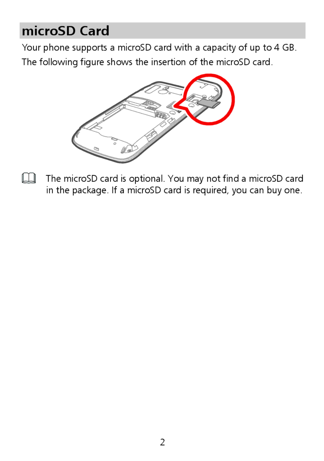 Huawei G7010 manual MicroSD Card 