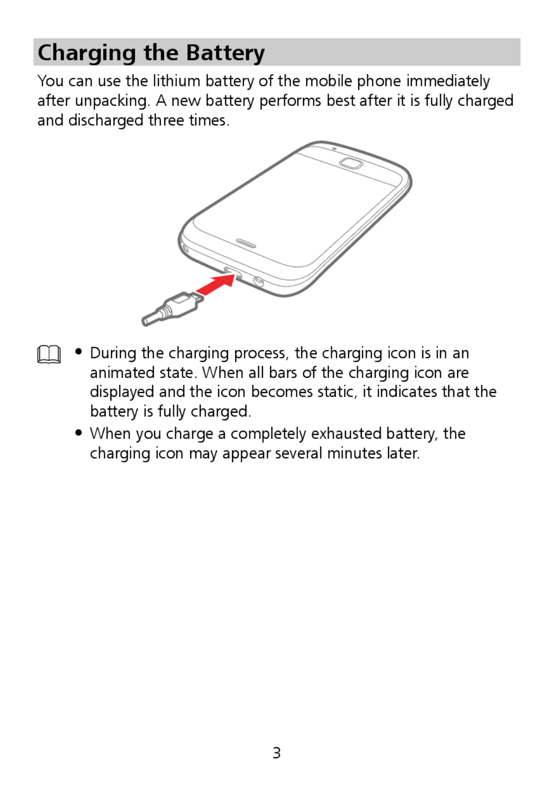 Huawei G7010 manual Charging the Battery 