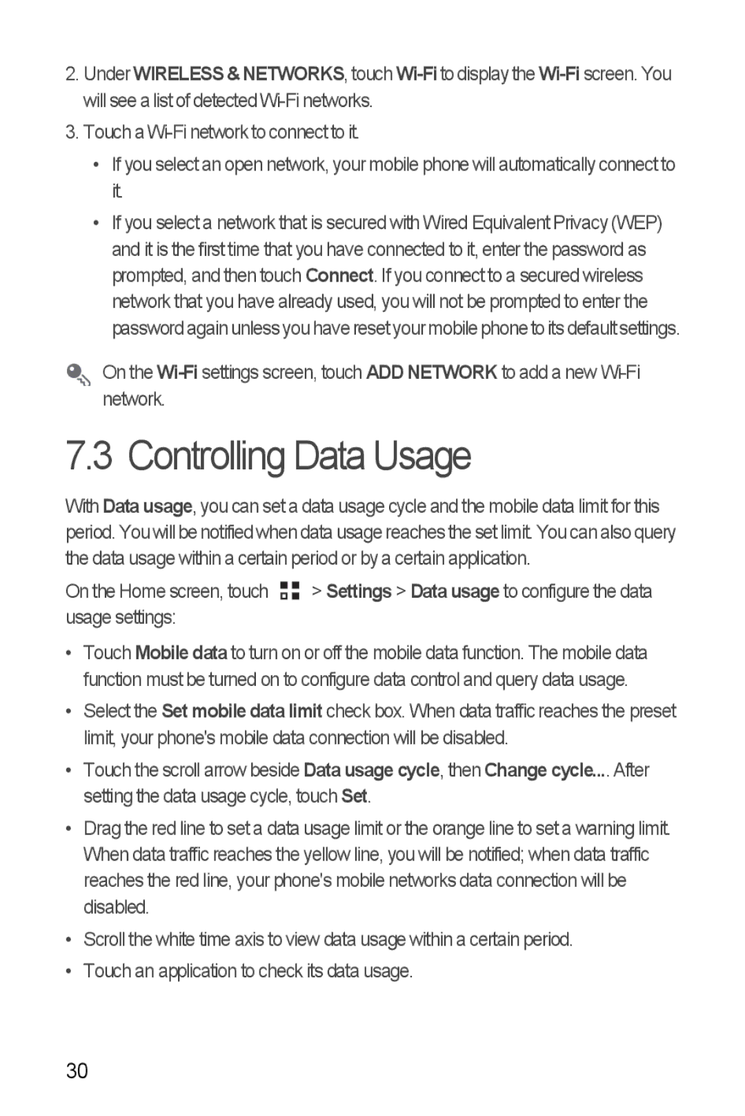 Huawei H881C manual Controlling Data Usage 