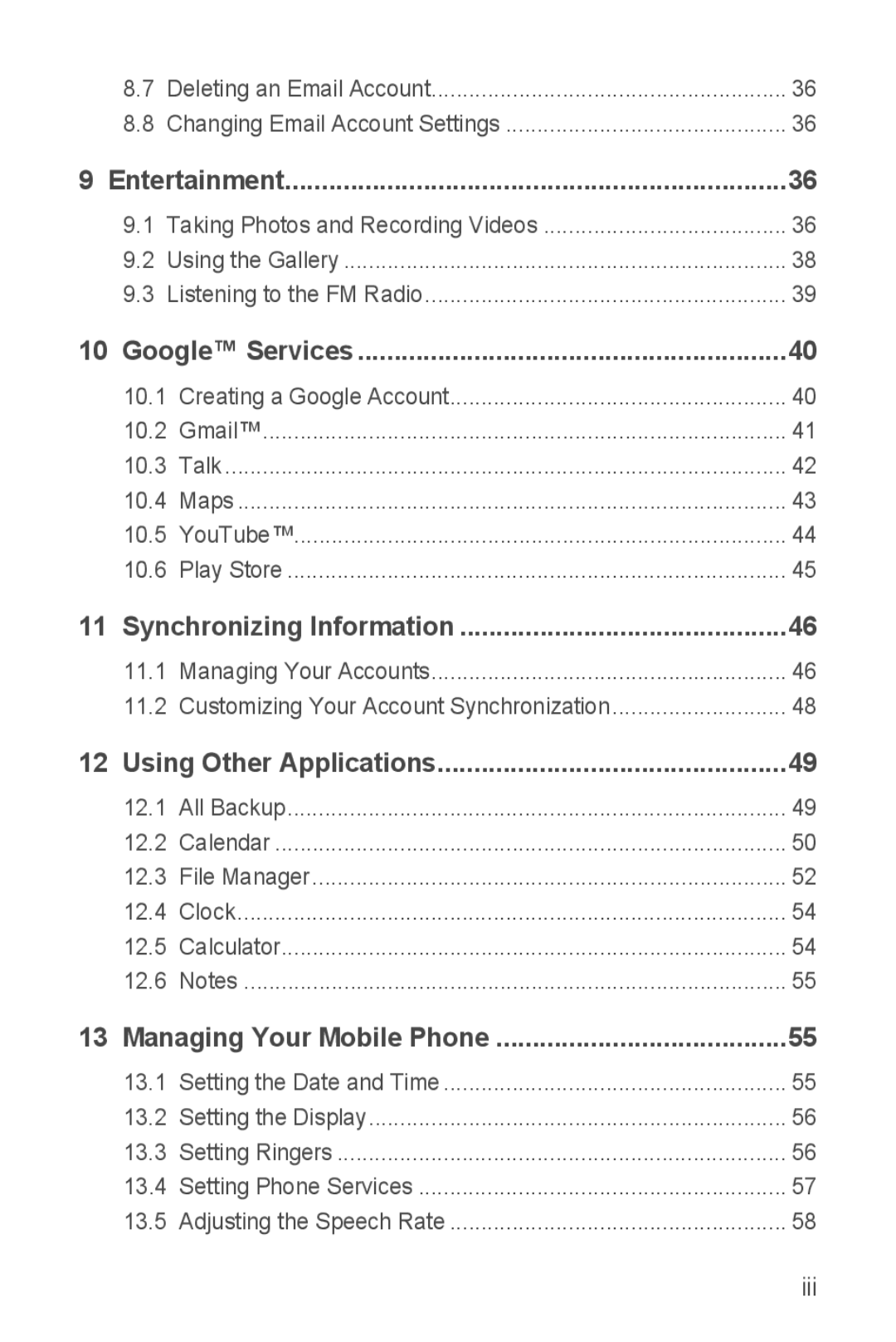 Huawei H881C manual Entertainment, Google Services, Synchronizing Information, Using Other Applications 