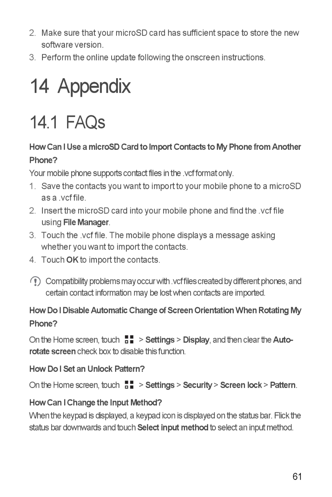 Huawei H881C manual Appendix, FAQs 