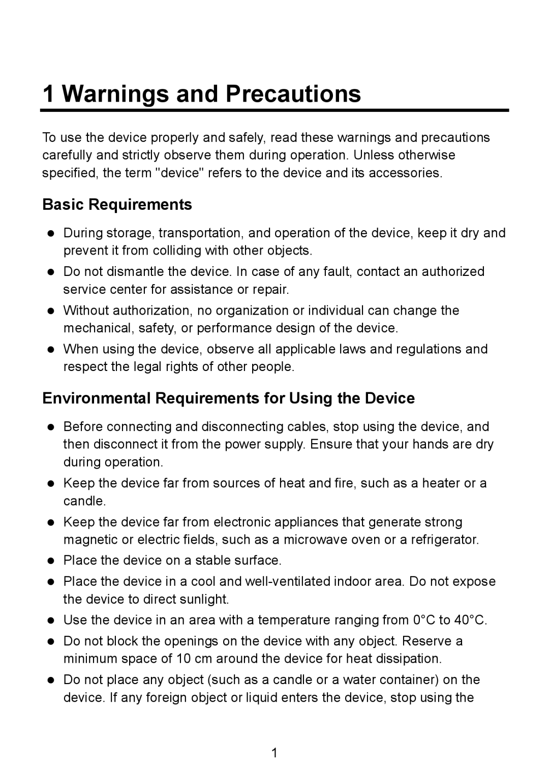 Huawei HG530 manual Basic Requirements, Environmental Requirements for Using the Device 