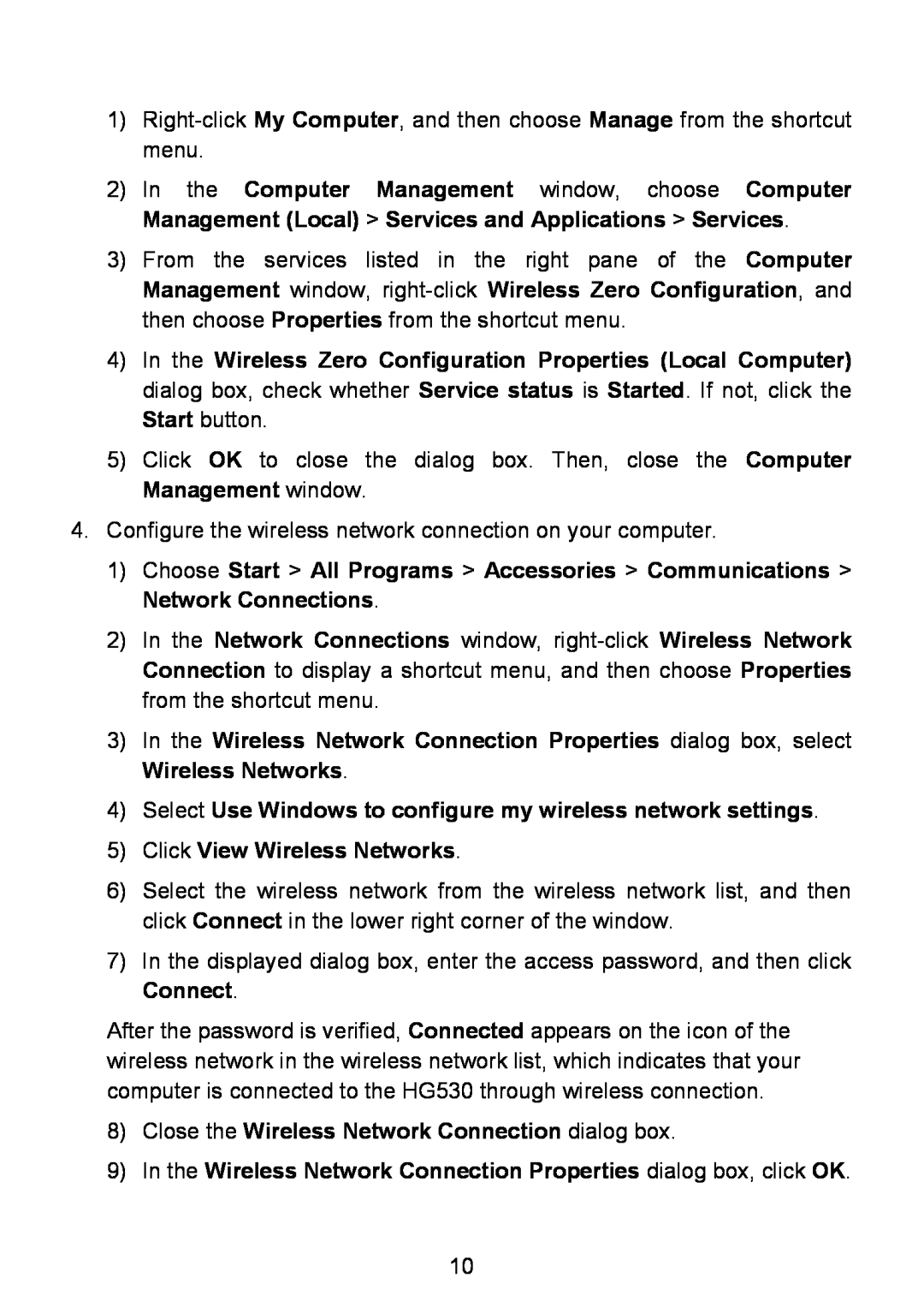 Huawei HG530 manual Configure the wireless network connection on your computer 