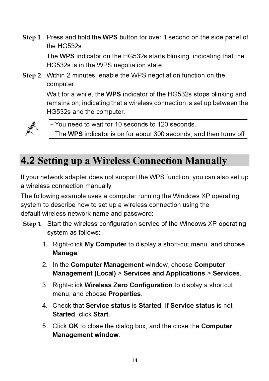 Huawei HG532S manual Setting up a Wireless Connection Manually 