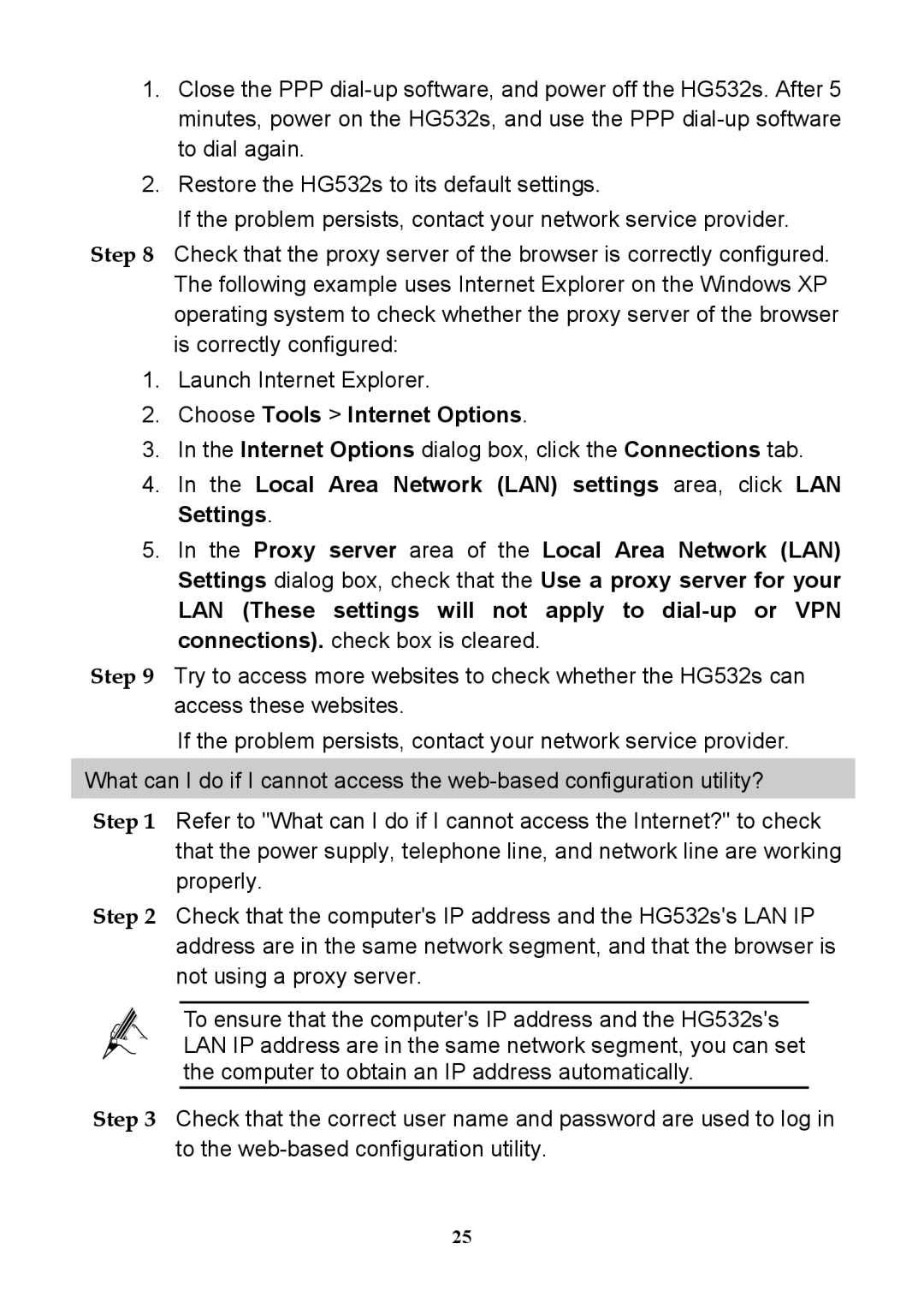 Huawei HG532S manual Choose Tools Internet Options 