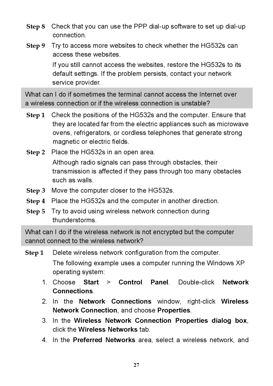 Huawei HG532S manual Preferred Networks area, select a wireless network 