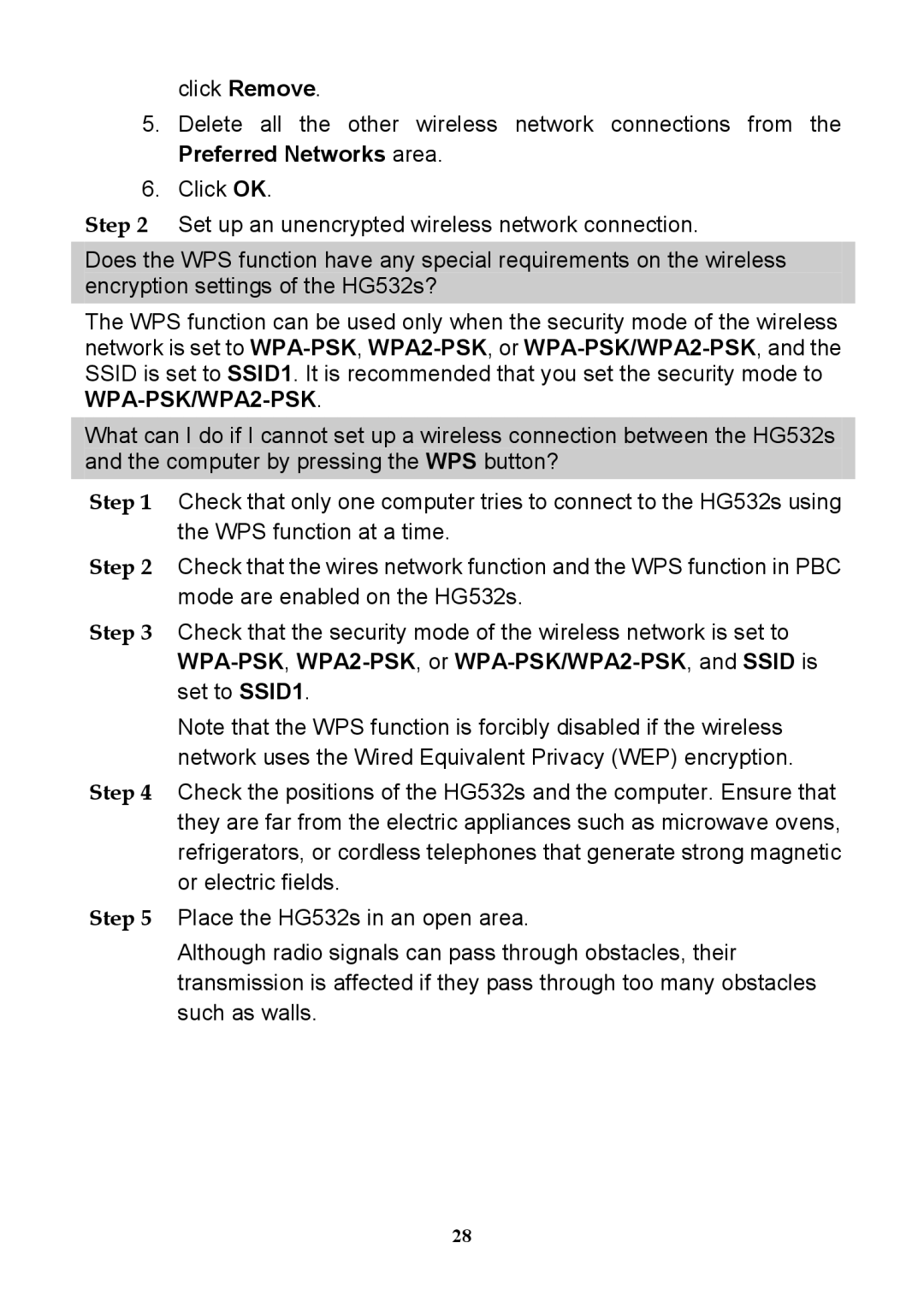 Huawei HG532S manual Preferred Networks area 