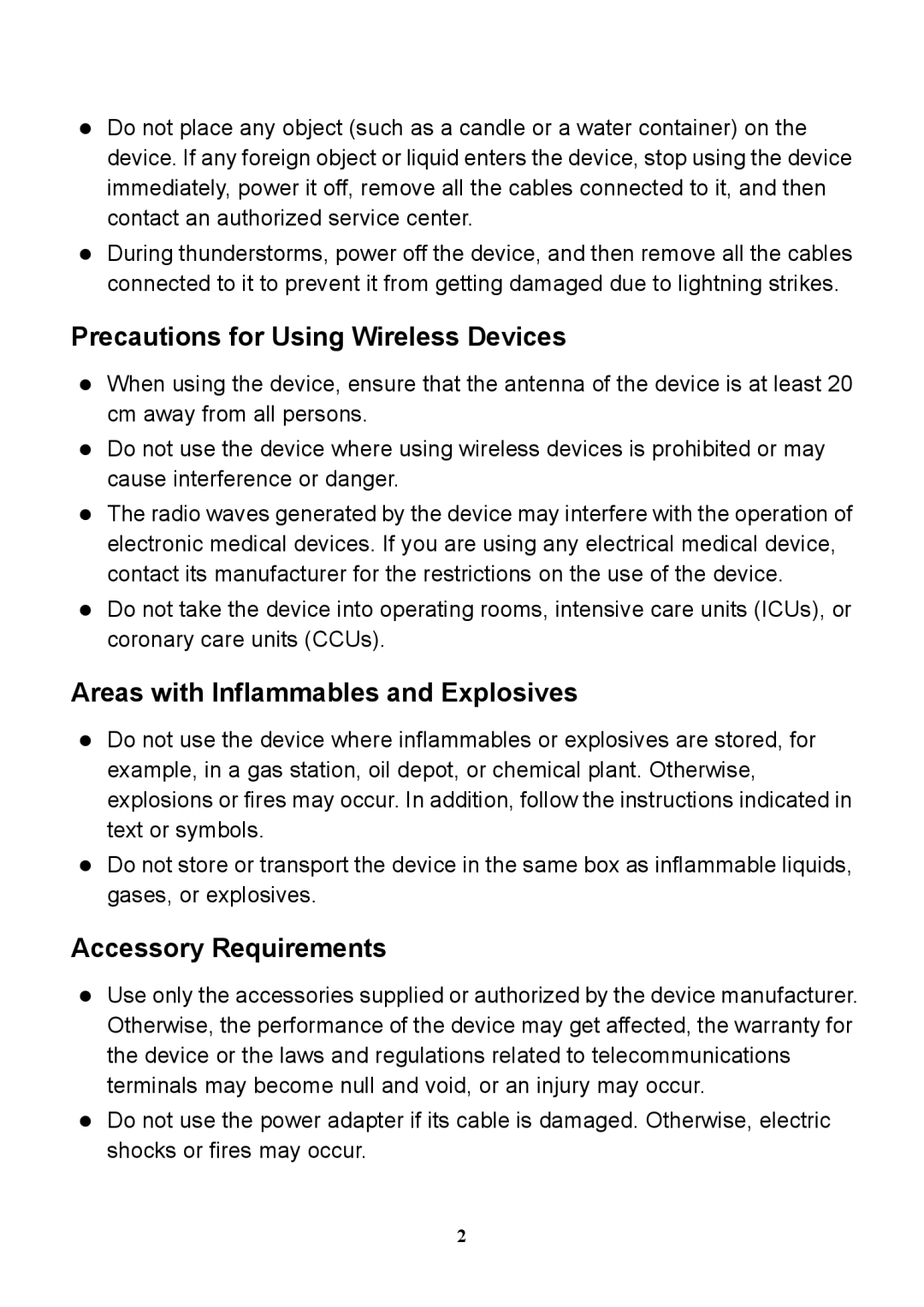 Huawei HG532S manual Precautions for Using Wireless Devices 