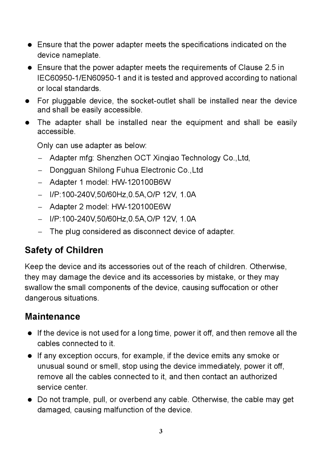 Huawei HG532S manual Safety of Children 