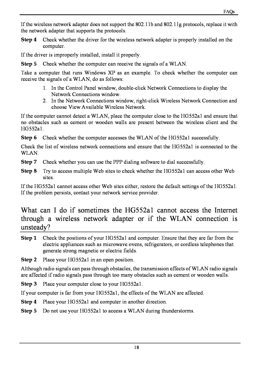 Huawei HG552a1 manual If the driver is improperly installed, install it properly 