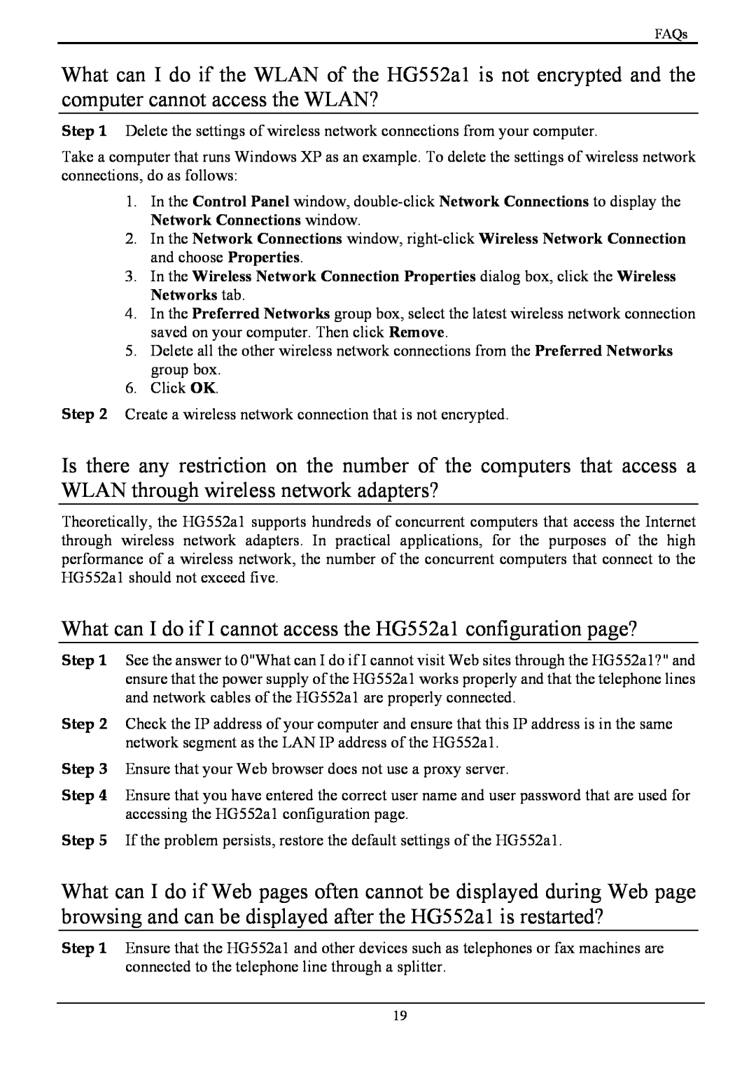 Huawei manual What can I do if I cannot access the HG552a1 configuration page? 