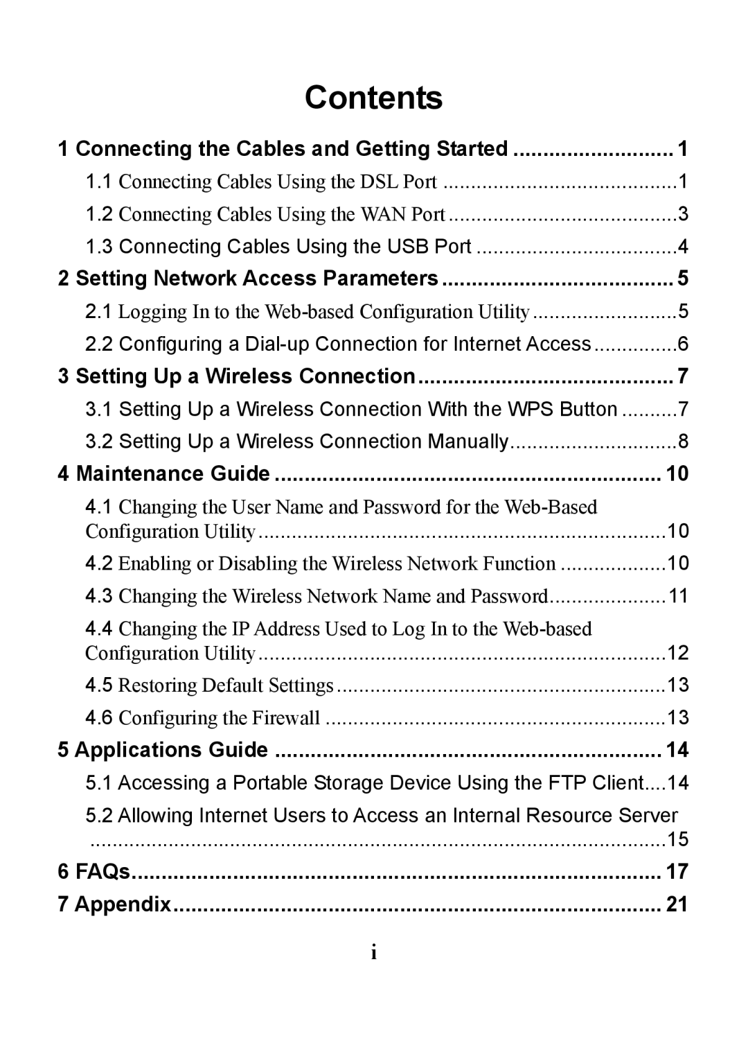 Huawei HG630a manual Contents 