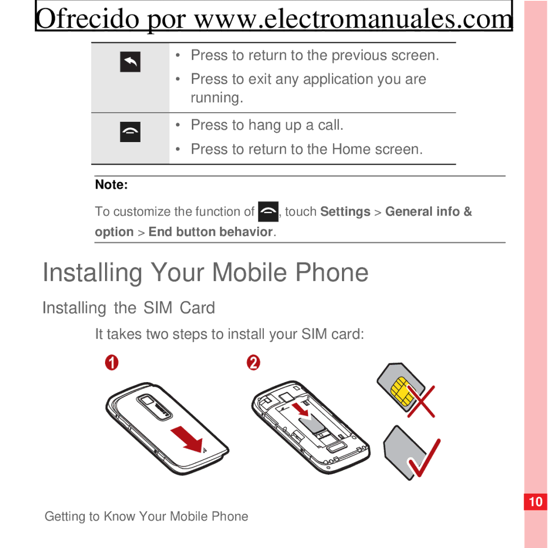 Huawei HUAWEI U8230 Installing Your Mobile Phone, Installing the SIM Card, It takes two steps to install your SIM card 