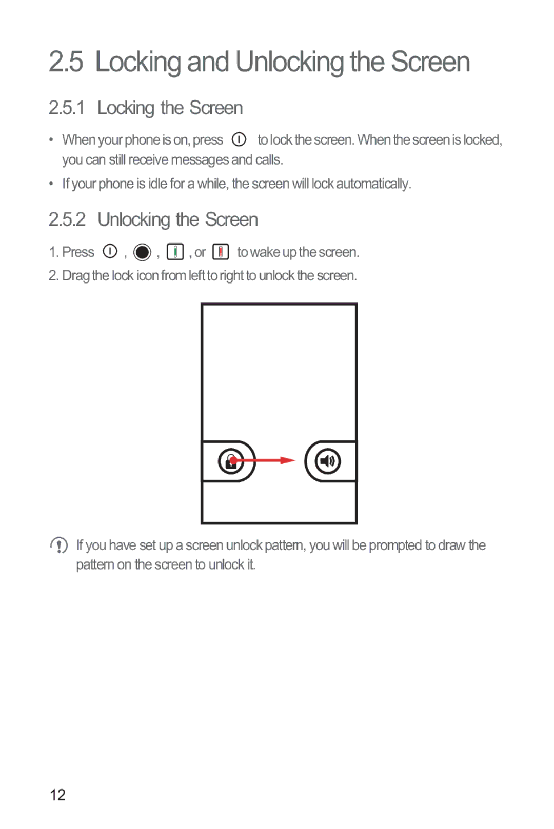 Huawei M835 manual Locking and Unlocking the Screen, Locking the Screen 