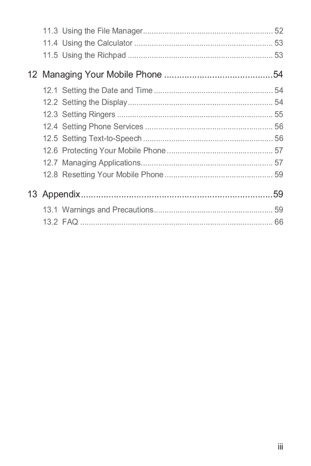 Huawei M835 manual Iii 