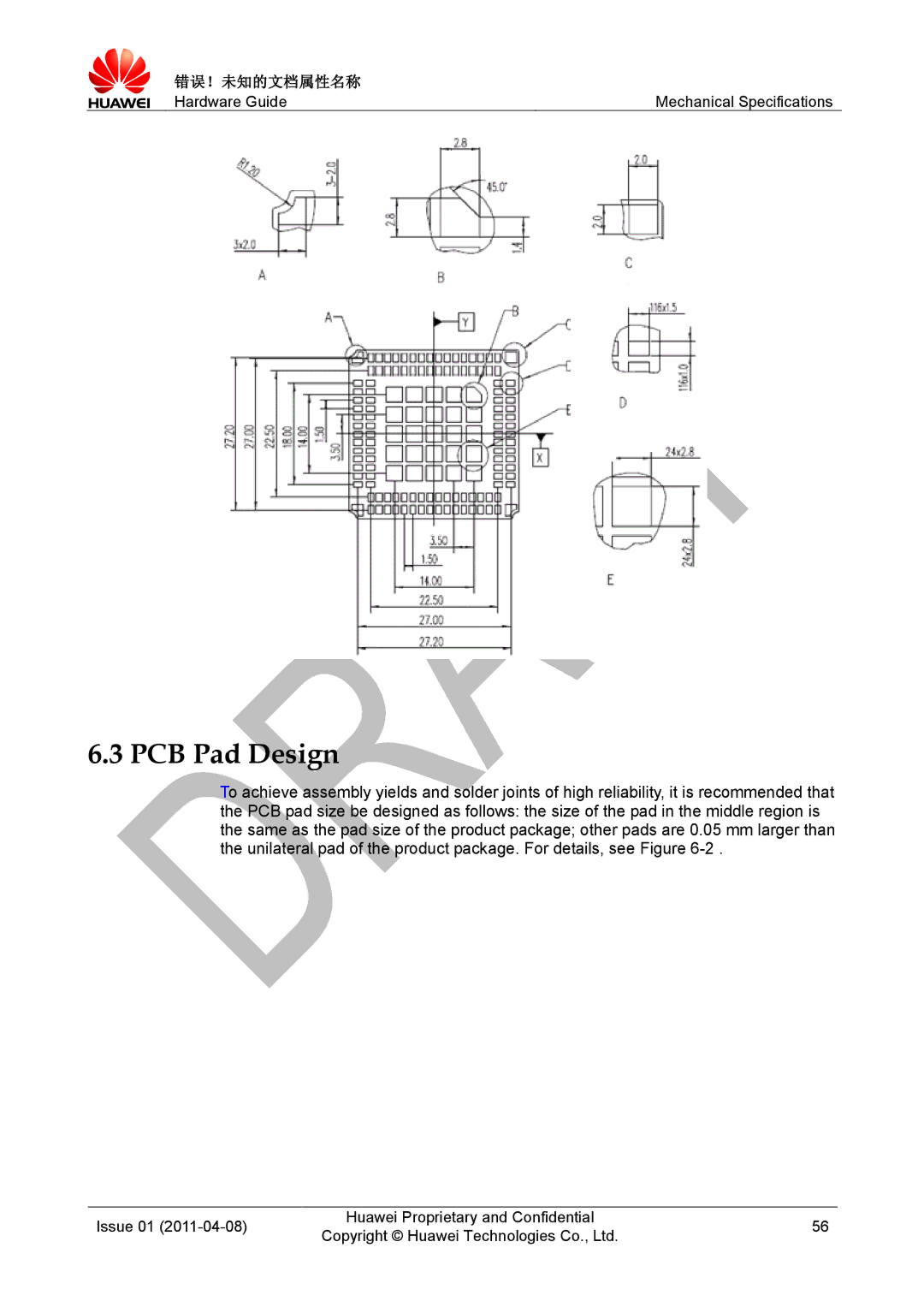 Huawei MC509 CDMA LGA manual PCB Pad Design 