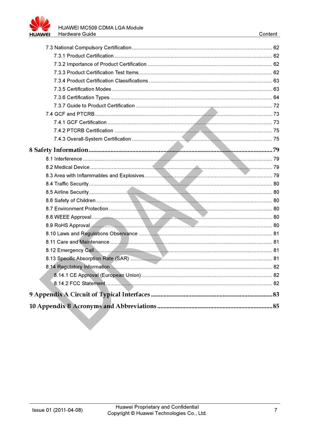 Huawei MC509 CDMA LGA manual Safety Information 