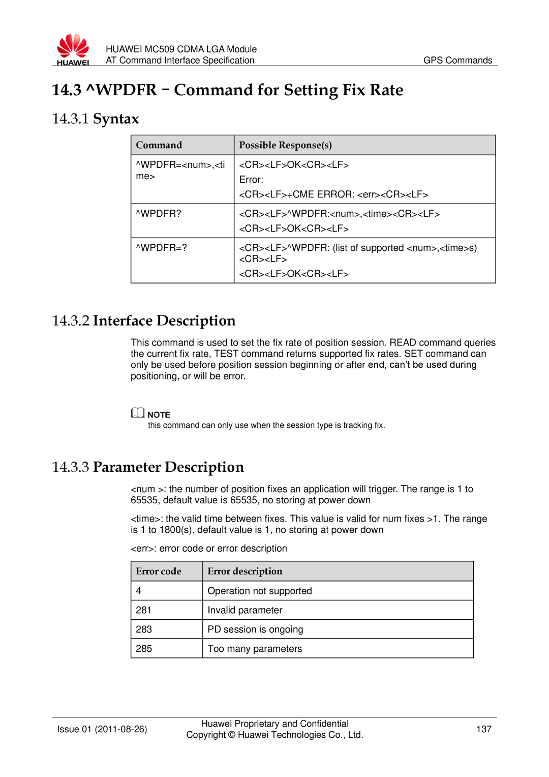 Huawei MC509 manual Issue 01 Huawei Proprietary and Confidential 137 