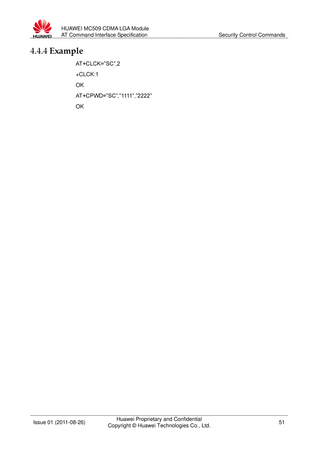 Huawei MC509 manual AT+CLCK=SC,2 +CLCK1, AT+CPWD=SC,1111,2222 