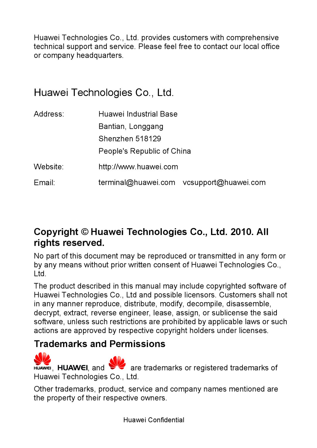 Huawei MC850 manual Trademarks and Permissions 