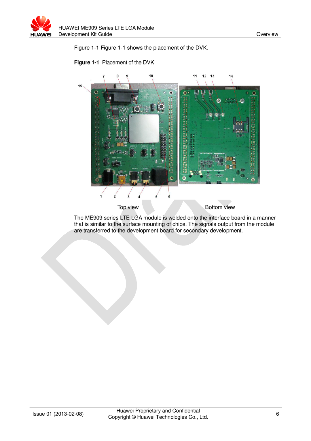 Huawei ME909 manual 1shows the placement of the DVK 