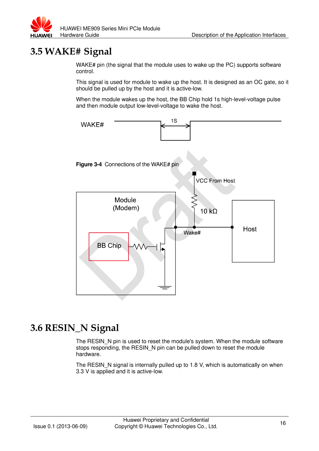 Huawei ME909 manual WAKE# Signal, Resinn Signal 