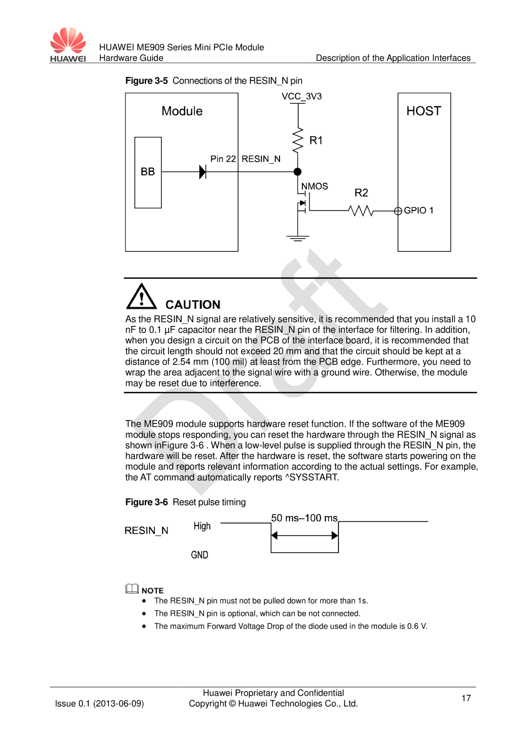 Huawei ME909 manual 6Reset pulse timing 