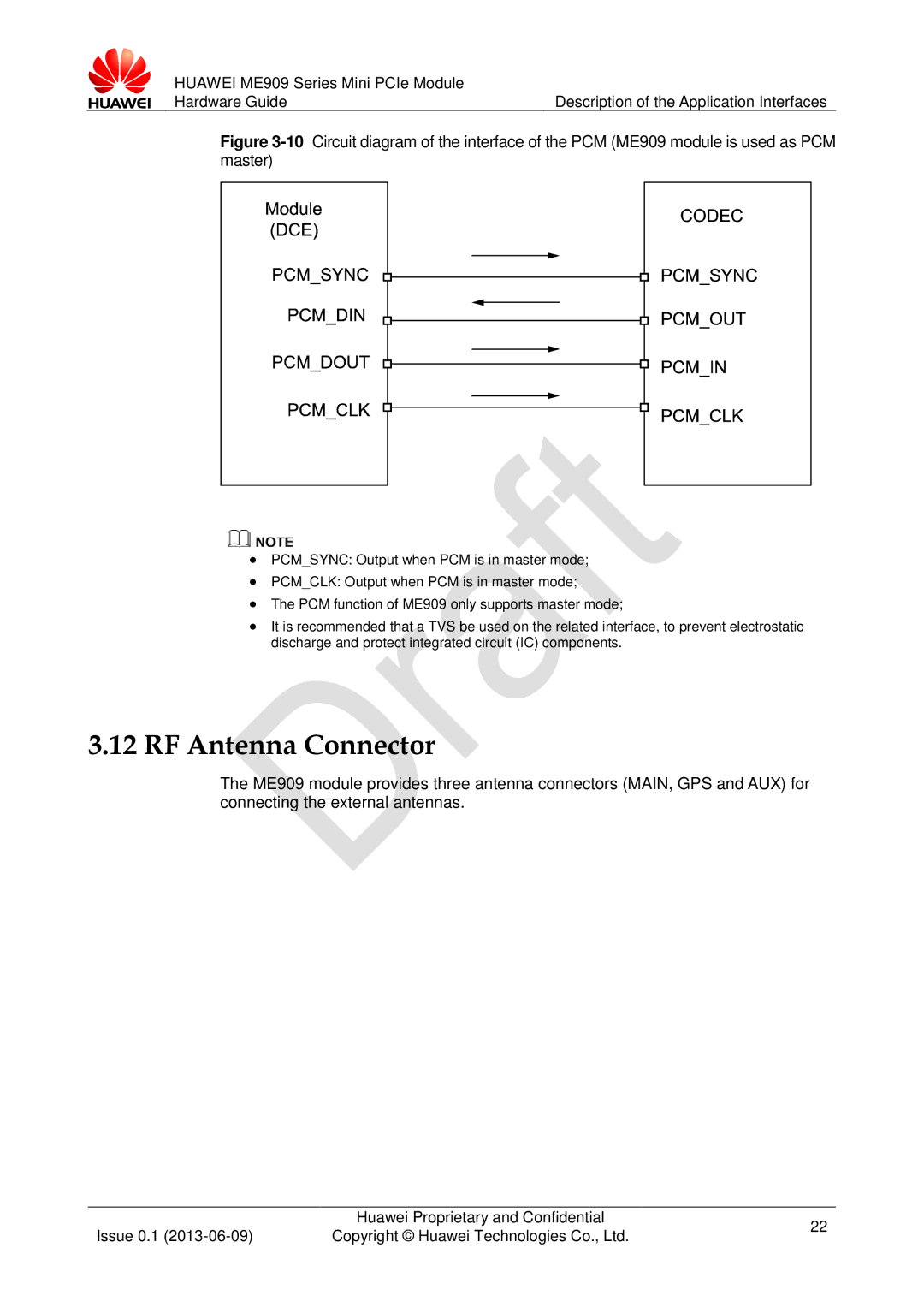 Huawei ME909 manual RF Antenna Connector 