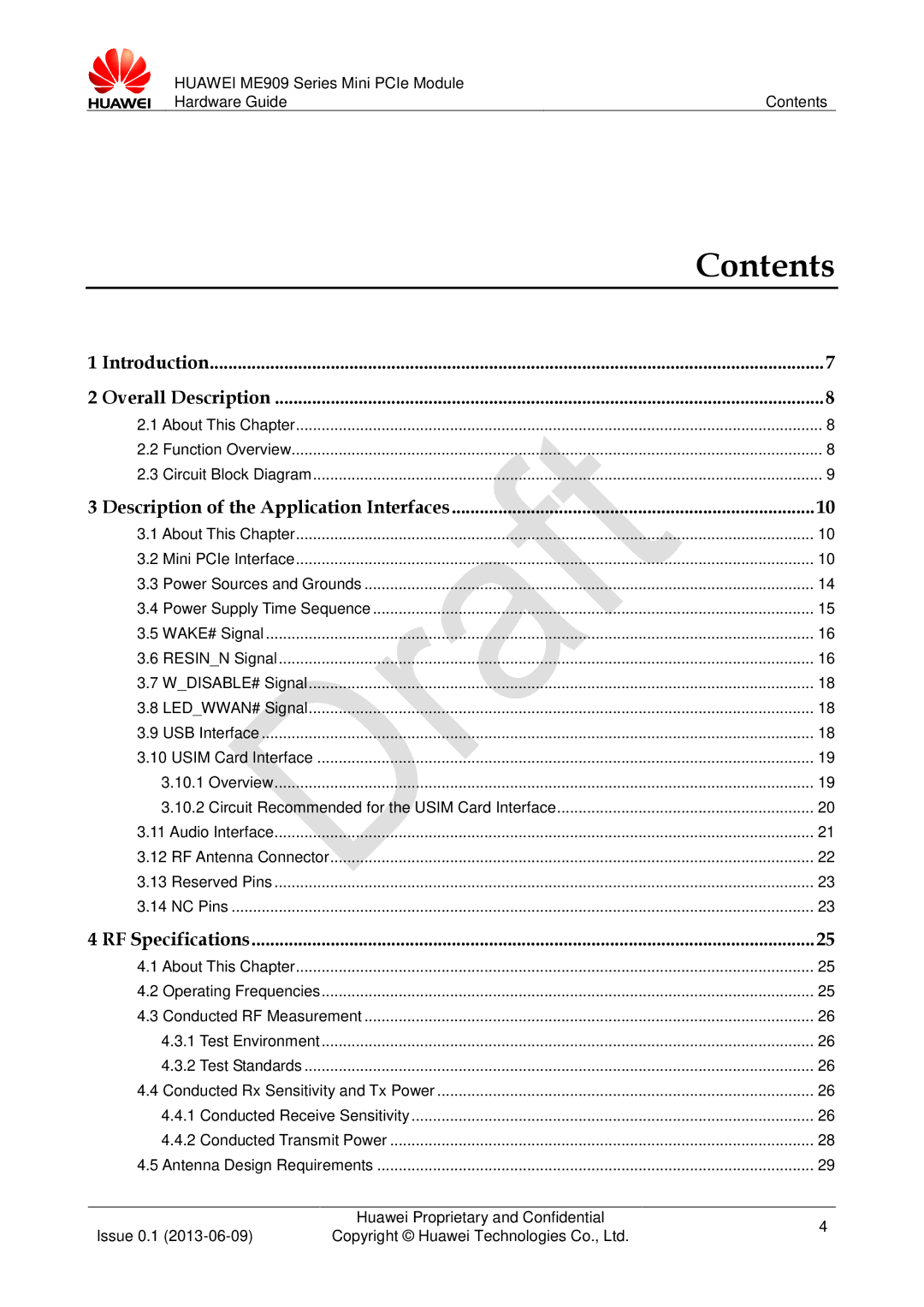 Huawei ME909 manual Contents 