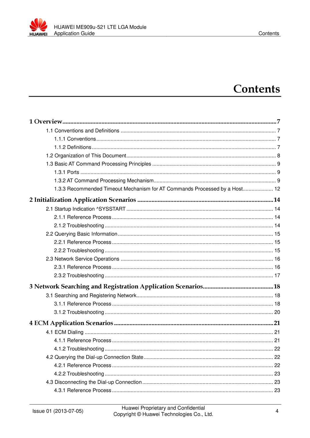 Huawei ME909u-521 manual Contents 