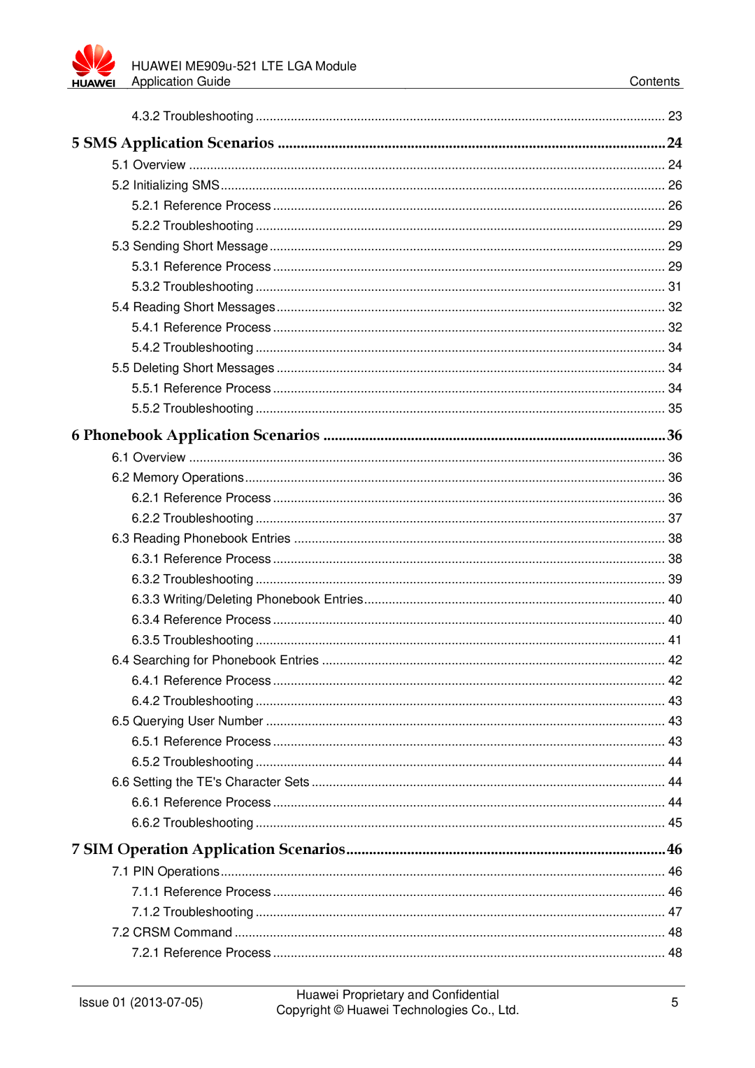 Huawei ME909u-521 manual SMS Application Scenarios 