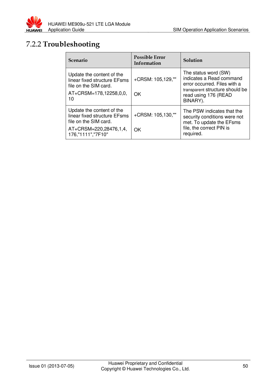 Huawei ME909u-521 manual Troubleshooting, Binary 