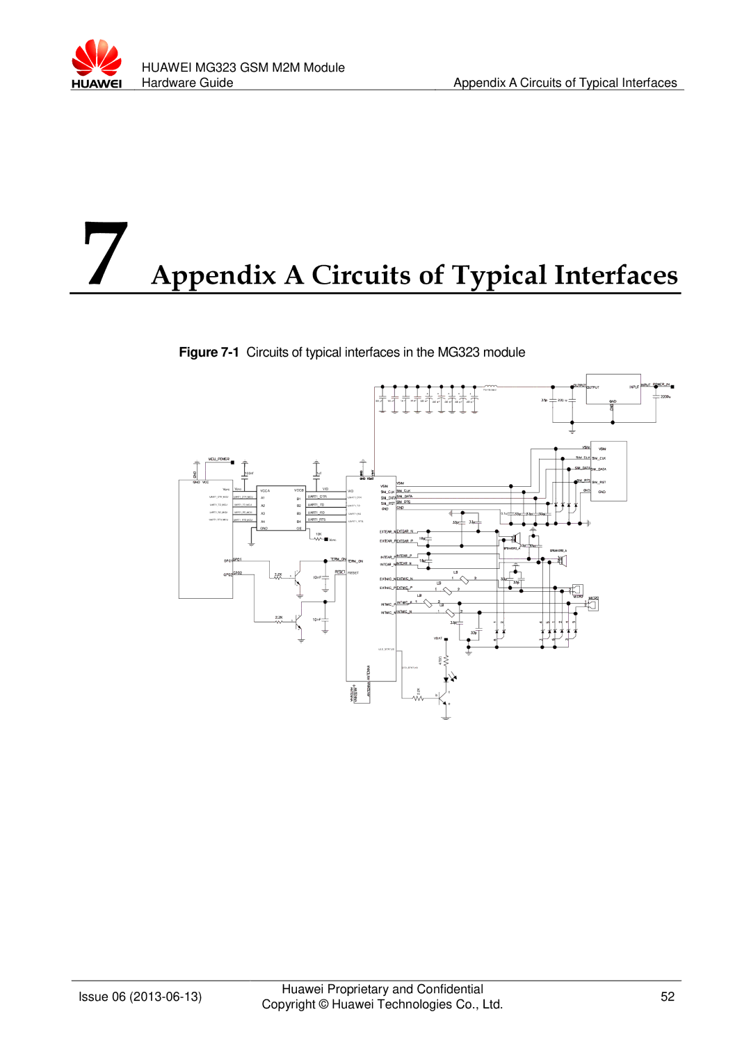 Huawei manual Appendix a Circuits of Typical Interfaces, 1Circuits of typical interfaces in the MG323 module 